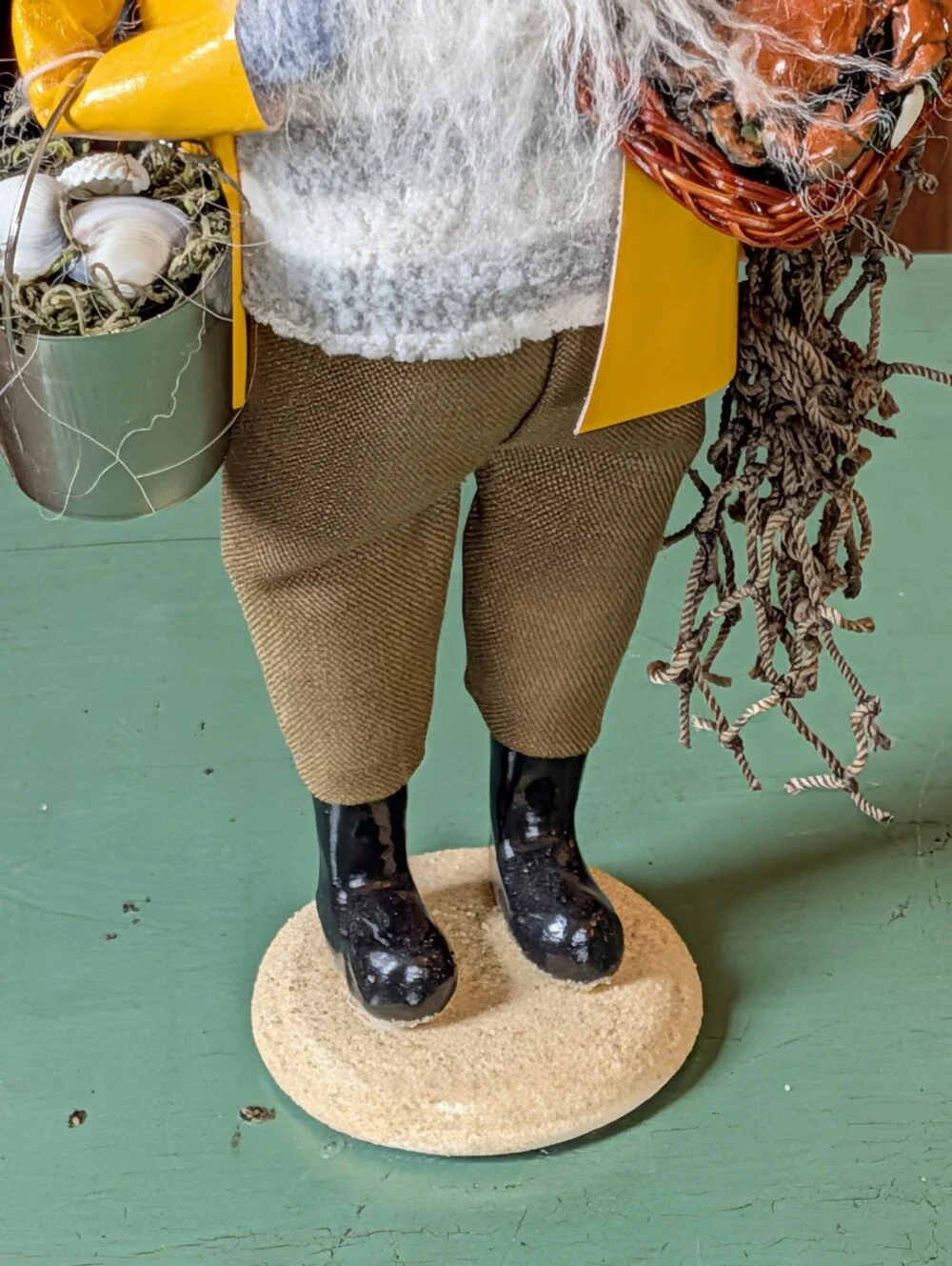 Byers' Choice Nautical Santa Yellow Slicker Crab Basket Signed Fisherman